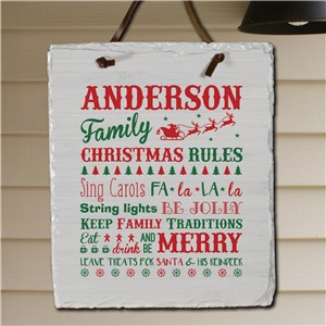 Personalized Christams Family Rules Doormat | Personalized Wall Sign For Christmas