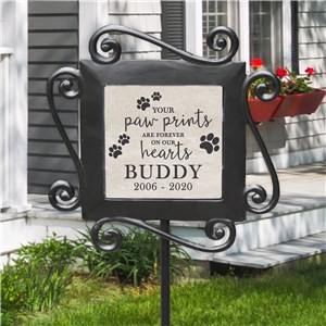 Personalized Pet Memorial Gifts | Paw Prints On My Heart Garden Gift