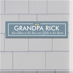 Personalized Silver In His Hair Gold In His Heart Wall Sign