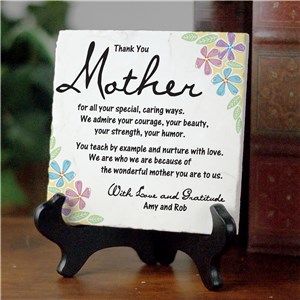 Thank You Mom Personalized Tumbled Stone Plaque | Mother's Day Gifts