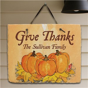 Give Thanks Personalized Slate Plaque | Personalized Welcome Signs