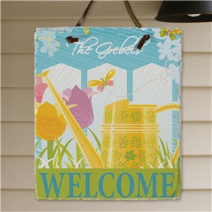 Personalized Watering Can Slate Plaque | Personalized Welcome Signs