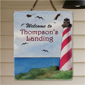 Personalized Lighthouse Welcome Slate Plaque | Personalized Welcome Signs