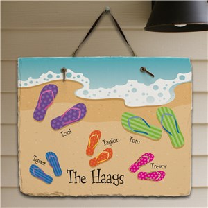 Personalized Flip Flop Family Slate Plaque | Personalized Welcome Signs