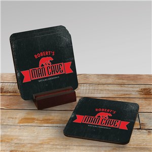 Personalized Man Cave Coaster Set | Personalized Man Cave Gifts