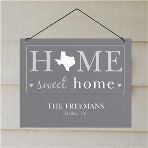 Personalized Home Sweet Home Wall Sign | Personalized Wall Signs With State