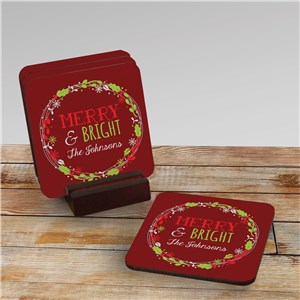 Personalized Merry Christmas Coaster Set 681699CS