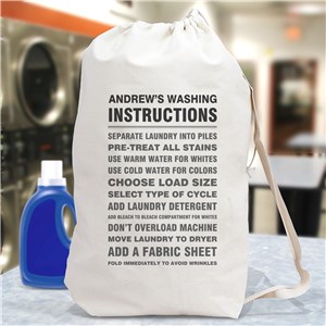 Personalized Washing Instructions Laundry Bag | New College Student Gifts