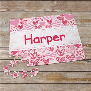 Personalized Pink Hearts Puzzle | Valentines Day Gifts For Kids