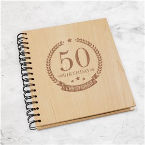 Engraved Birthday Wreath Wooden Photo Album 7105134