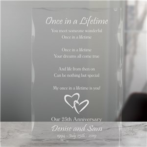 Once In A Lifetime Anniversary Keepsake Block | Personalized Couple Gifts