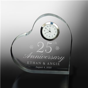 Customized Heart Clock Keepsake | Engraved Anniversary Clock