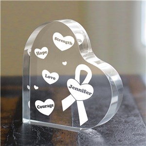 Engraved Breast Cancer Awareness Heart Keepsake