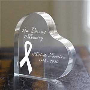 In Loving Memory Personalized Breast Cancer Awareness Heart Keepsake