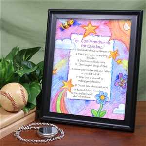 Personalized 10 Commandments Wall Plaque | Religious Baby Decor