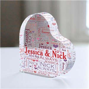 Personalized Loving Couple Word-Art Acrylic Heart Keepsake | Personalized Valentine's Gifts For Her