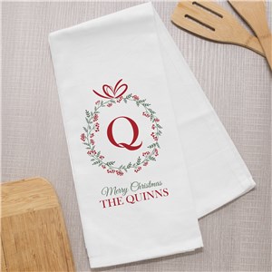 Personalized Family Name Christmas Dish Towel | Personalized Christmas Decor