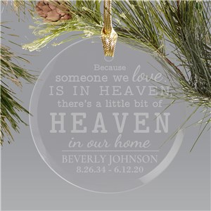 Round Glass Engraved Memorial Christmas Ornament | Memorial Ornaments