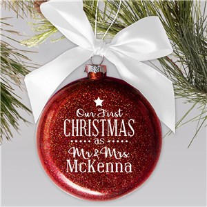 Personalized Our First Christmas Glass Ornament | Personalized Couples Ornaments