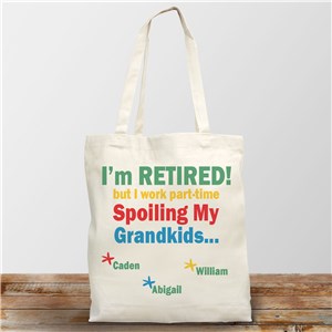 Retired and Spoiling My Grandkids | Personalized Canvas Tote Bag