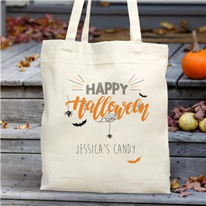 Personalized Happy Halloween Trick or Treat Bag Tote | Personalized Trick Or Treat Bag