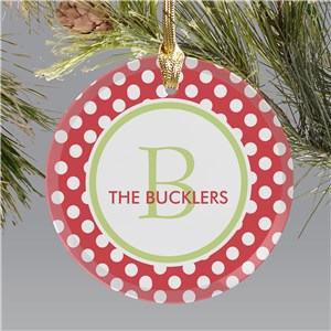 Polka Dot Round Glass Personalized Ornament | Personalized Christmas Ornaments