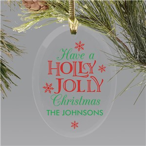 Holly Jolly Glass Ornament | Personalized Holly Jolly Ornament