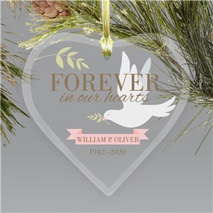 Memorial Ornaments | Dove Forever In Our Hearts Ornaments