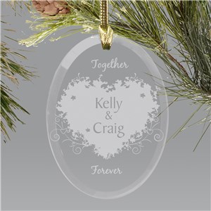 Together Forever Valentine Personalized Oval Glass Ornament | Personalized Couples Ornament