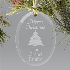 Merry Christmas Personalized Glass Ornament