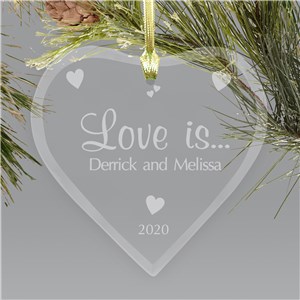 Couples Heart Glass Ornament | Personalized Glass Heart Ornament | Valentine Keepsake Gifts