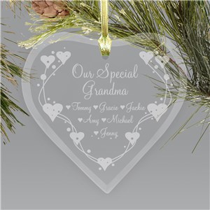 Personalized Grandma Heart Glass Ornament | Personalized Gifts For Grandma