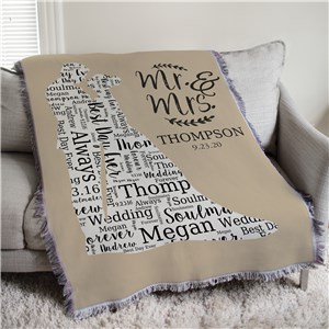 Wedding Silhouette Word-Art Afghan | Personalized Afghan