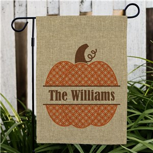 Personalized Family Name Pumpkin Burlap Garden Flag | Halloween Gifts