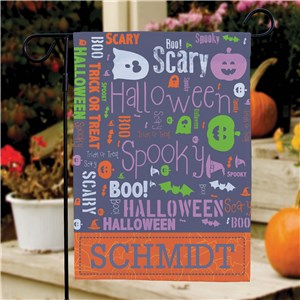 Halloween Word Art Family Garden Flag | Personalized Decor For Halloween