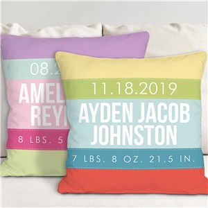 Personalized Baby Stripes Throw Pillow | Customized Baby Gifts