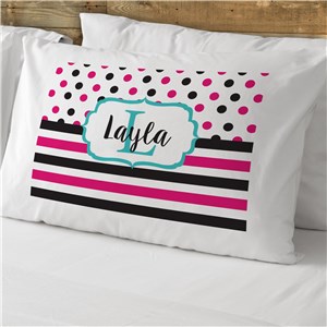 Personalized Polka Dot Stripe Pillowcase | Personalized Pillowcase For Kids