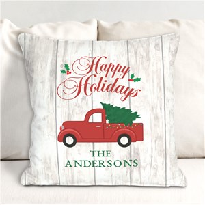 Red Truck Christmas Tree Pillow | Personalized Christmas Throw Pillow