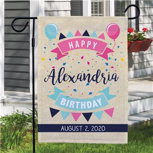 Personalized Banner Happy Birthday Garden Flag | Personalized Garden Flag