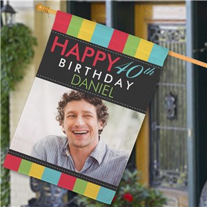 Personalized Photo Birthday House Flag | Personalized Happy Birthday Flags