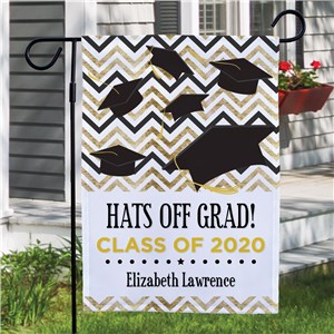 Personalized Hats Off Grad Garden Flag | Personalized Garden Flags