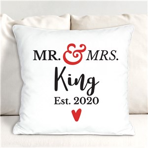 Personalized Mr and Mrs Established Throw Pillow | Personalized Wedding Gifts