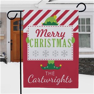 Personalized Elf Merry Christmas Garden Flag | Personalized Garden Flag