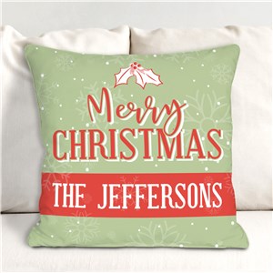 Retro Christmas Pillow | Vintage Christmas Throw Pillow With Name