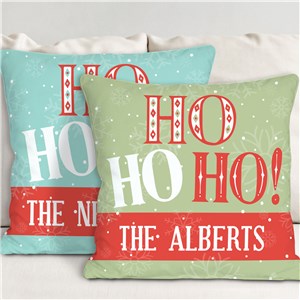 Ho Ho Ho Christmas Pillow With Name | Personalized Retro Christmas Pillows