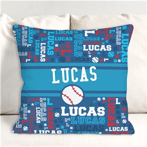 Personalized Word Art Throw Pillow | Gifts For Kids Who Love Sports