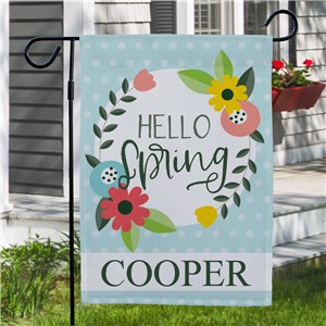 Personalized Hello Spring Floral Garden Flag 830142712X