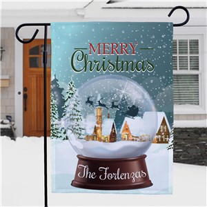 Personalized Merry Christmas Flag | Snowglobe Christmas Decor