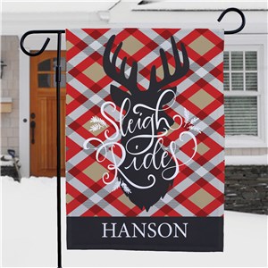 Deer and Plaid Christmas Garden Flag | Personalized Reindeer Garden Flag