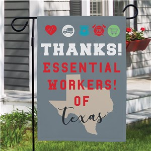 Personalized Thanks Essential Workers State Garden Flag